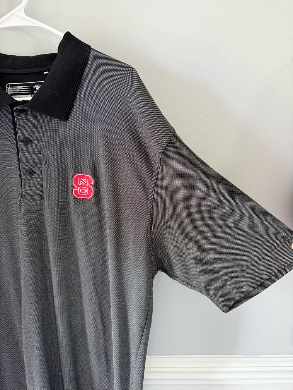Cutter & Buck Charcoal Polo with Black Collar and Red Logo - Picture 2 of 4